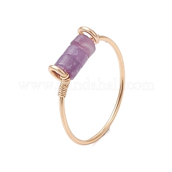Column Natural Amethyst & Red Jasper & Green Aventurine & Tiger Eye & Lepidolite/Purple Mica  Finger Rings&nbsp;RJEW-JR00781