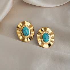 304 Stainless Steel Turquoise Stud Earrings for Women&nbsp;UJ5594