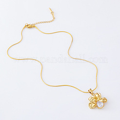 3Pcs Stainless Steel Crystal Rhinestone Flower Pendant Necklaces for Women&nbsp;LR1845