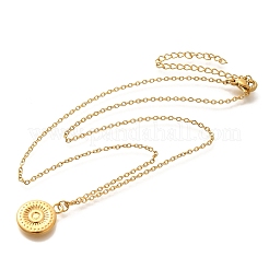 304 Stainless Steel Flat Round Coin Pendant Cable Chain Necklaces for Women&nbsp;LS-STAS-Z108-02G-01