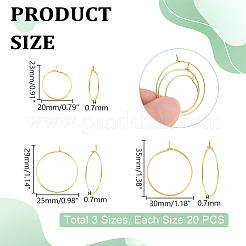 60Pcs 2 Styles Brass Hoop Earrings Findings&nbsp;KK-UN0002-43