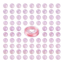 100個8mm天然クンツァイトラウンドビーズ  10mの弾性水晶糸付き  DIYストレッチブレスレット作成キット用  8mm  穴：1mm&nbsp;DIY-LS0002-10