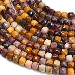 天然石モッカイトビーズ連売り  多面カット  キューブ  4~5x4~5x4~5mm  穴：0.7mm  約91個/連  15.35''~15.55''（39~39.5センチメートル）&nbsp;GG-CBA77FB-D03-03