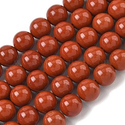 グレードA天然のレッドジャスパービーズ連売り  ラウンド  8mm  穴：1mm  約44~48個/連  15インチ&nbsp;G-P075-36-8mm