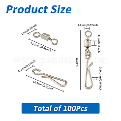 真鍮100個、ステンレススチール製釣り用釣り針コネクタ留め具付き  釣り道具  ステンレス鋼色  28mm&nbsp;FIND-FH0010-48P