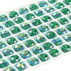 Ab色のメッキガラスビーズ  多面カット  ラウンド  シーグリーン  8x5.5~6mm  穴：1.4~1.6mm  336個/セット&nbsp;EGLA-P059-03B-AB07