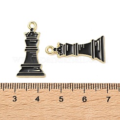 合金エナメルチャーム  大人のテーブルゲーム/チェスのチャーム  ゴールドカラー  ブラック  26.5x13x1.2mm  穴：1.6mm&nbsp;ENAM-B034-01C-02