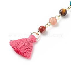 7 Chakra Gemstone Round & Handmade Lampword Evil Eye Beaded Pendant Decoration&nbsp;HJEW-JM00795