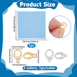 2個 2色 925スターリングシルバースプリングゲートリング  オーバル  スエード生地スクエアシルバー磨きクロス1枚付き。  ミックスカラー  12x7.5x2.5mm  穴：1.4mm  1pc /カラー&nbsp;STER-UN0001-96