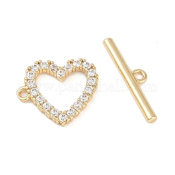 Brass Micro Pave Clear Cubic Zirconia Toggle Clasps&nbsp;X-KK-K391-07G