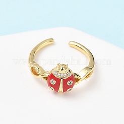 Brass Micro Pave Cubic Zirconia Cuff Rings&nbsp;RJEW-A069-07G