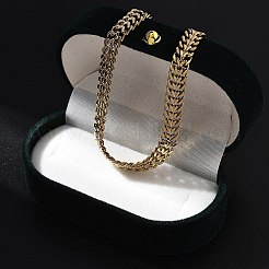 Ion Plating(IP) 304 Stainless Steel Wheat Chain Necklaces for Women&nbsp;NJEW-U019-01G