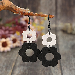 Flower Alloy Wood Dangle Earrings&nbsp;FS-WGFCC0C-01