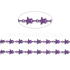 スプレー塗装真鍮リンクチェーン  ハンダ付け  スプールで  スター  パープル  リンク：4x3x0.5mm  星：8.5x6.5x0.4mm  32.8フィート（10m）/ロール&nbsp;CHC-M021-04B