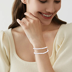 天然白翡翠ビーズ1連  コラム  13~14x4mm  穴：1.2mm  約29~30個/連  15.16''~15.75''（38.5~40センチメートル）&nbsp;G-PA0002-23