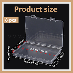 Ppプラスチックビーズ容器  ふた付き  長方形  透明  16x11.1x1.7cm  内径：15.6x10.5のCM&nbsp;CON-WH0123-10A