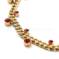 Rhinestone Charms Necklace with Curb Chains&nbsp;NJEW-P229-19G-01