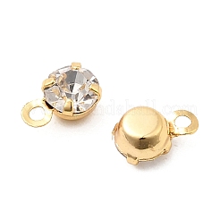 真鍮チャーム  ラウンドチャーム  ラインストーン付き  ニッケルフリー  18KGP本金メッキ  6x4x3mm  穴：1mm&nbsp;KK-D024-04C-G