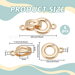真鍮マイクロパヴェクリアキュービックジルコニア折りたたみ式留め具6個  ライトゴールド  20mm  クラスプ：11.5x4x5mm  穴：1.4mm  リング：12x9.5x1.5mm  穴：1.4mm&nbsp;KK-BC0015-10KCG
