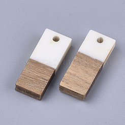 樹脂＆ウォールナットウッドペンダント  長方形  乳白色  23x9x3.5mm  穴：1.8mm&nbsp;RESI-S358-32A