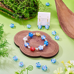 10個の手作りランプワークビーズ  バンピー  花  藤紫色  13.5~14x14.5~15x7~8mm  穴：1.4mm&nbsp;LAMP-TADJ0001-01F
