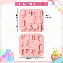 DIYクラフト用誕生日テーマシリコン型2個  ピンク  14.2x13.7x1.6cm&nbsp;ST-CJ0007-81