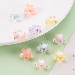透明なアクリルビーズ  二層ビーズ  ABカラー  多面カット  スター  ミックスカラー  14x15x8.5mm  穴：2mm&nbsp;X-TACR-S152-02D