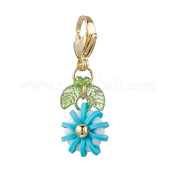 7Pcs Flower Polymer Clay & Glass Pendants Decorations&nbsp;HJEW-MZ00327