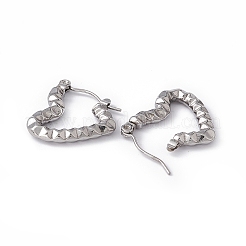 変色しない304ステンレススチール製ハートフープピアス（女性用）  ステンレス鋼色  19.5x17.5x3mm  ピン：0.7mm&nbsp;EJEW-G314-13P