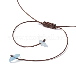 Raw Rough Natural Stone Nuggets Pendant with Handmade Lampwork Flower Adjustable Waxed Polyester Cord Necklaces for Women&nbsp;NJEW-TA00210-03