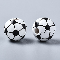 Painted Natural Wood European Beads&nbsp;X-WOOD-S057-050