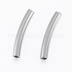 変色しにくい304ステンレススチールチューブビーズ  カーブ  ステンレス鋼色  20x3mm  穴：2.5mm&nbsp;STAS-K154-A-78P