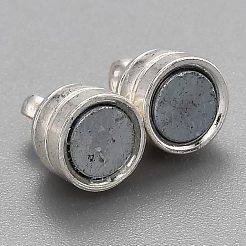 ループ付き真鍮製マグネットクラスプ  カドミウムフリー＆鉛フリー  オーバル  銀  15.5x5.5mm  穴：1.5mm&nbsp;KK-O134-13S