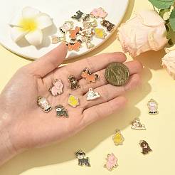 24個8スタイル亜鉛合金エナメルペンダント  動物チャーム  ゴールドカラー  混合図形  13.5~18x10~18.5x1.5mm  穴：1.5mm  3個/スタイル&nbsp;ENAM-FS0004-05