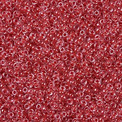 MIYUKIラウンドロカイユビーズ  日本製シードビーズ  (rr226) ダークコーラルが並んだクリスタル  11/0  2x1.3mm  穴：0.8mm  約5500個/50g&nbsp;SEED-X0054-RR0226