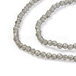 透明ガラスビーズ連売り  多面カット  ラウンド  グレー  2mm  穴：0.5mm  約158個/連  14インチ&nbsp;GLAA-F094-A05