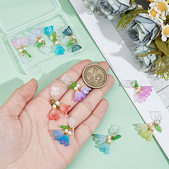 プラスチック携帯防塵プラグ  アクリルフラワーペンダント付き  ミックスカラー  3.2cm  10個/セット&nbsp;PALLOY-OC00024