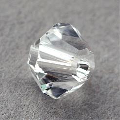 模造クリスタルガラスビーズ  トランスペアレント  多面カット  双円錐形  透明  4x3.5mm  穴：1mm 約720個/袋&nbsp;G22QS1182