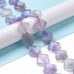 天然石蛍石ビーズ連売り  ねじれた菱形  16x16x6mm  穴：1mm  約20個/連  15.74インチ&nbsp;G-L239-10