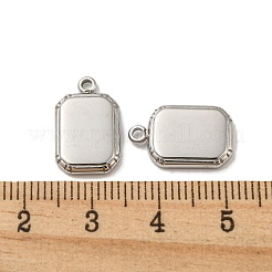 変色しない304ステンレススチールチャーム  八角形チャーム  ステンレス鋼色  15x10x2.5mm  穴：1.6mm&nbsp;STAS-L022-185P