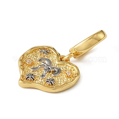 Christmas Brass Rhinestone Heart Pendant Decorations&nbsp;KK-H498-01G-06