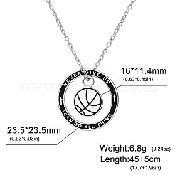 Sports 304 Stainless Steel Enamel Ring with Basketball Pendant Necklaces&nbsp;WGE2635-03