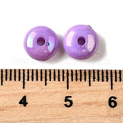 UVメッキ不透明アクリルビーズ  虹色の  フラットラウンド  ミディアム蘭  8x4mm  穴：1.8mm  約2500個/500g&nbsp;MACR-F083-13G