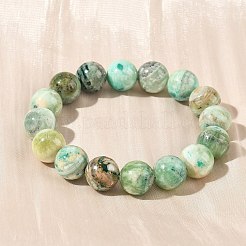 天然グリーンラインジャスパーラウンドビーズストレッチブレスレット（女性用）  ビーズ：12mm  内径：2.01インチ（5.1cm）&nbsp;BJEW-F535-02D