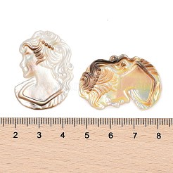 天然の黒リップシェル彫刻カボション  カメオ女性  35x25x2mm&nbsp;SSHEL-I026-01