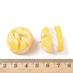 不透明樹脂ペンダント  模造食品  プラチナアイアンループ付き  パフ  23x26.5x23mm  穴：2mm&nbsp;FIND-Z092-02P-03