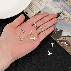 変色しにくい304ステンレススチールの文字チャーム  文字.t  11x9x0.5mm  穴：1mm&nbsp;X-STAS-O072-T