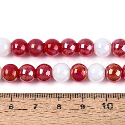 真珠のような不透明ガラスの丸いビーズ連売り  暗赤色  8~8.5mm  穴：1~1.3mm  約54~55個/連  15.55~16.14''（39.5~41センチメートル）&nbsp;EGLA-T029-8mm-11A