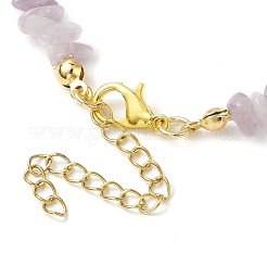 天然ライラック翡翠のアンクレット  合金パーツ  女性のためのジュエリー  9インチ（22.8cm）&nbsp;AJEW-AN00592-06
