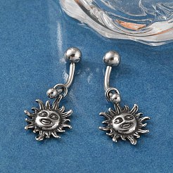 Sun 316 Surgical Stainless Steel Dangle Belly Button Rings&nbsp;EJEW-G416-08AS